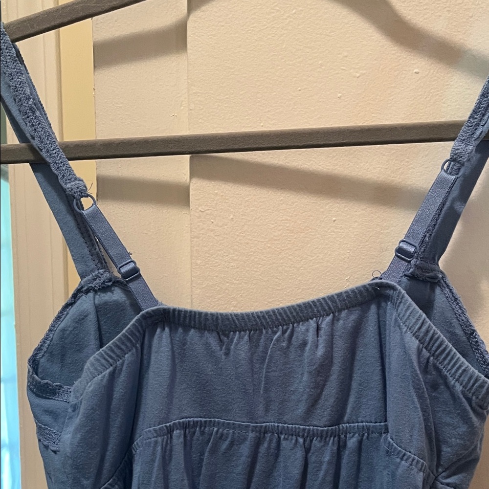 lei Slate Blue Pleated Bust Cotton Dress - Picture 3 of 5